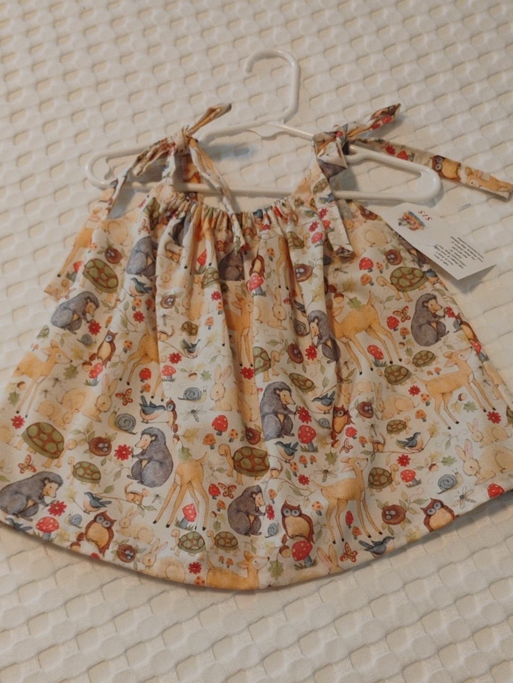 Infants Sundress/Girls' Cream Woodland Animal Tie-Shoulder Top